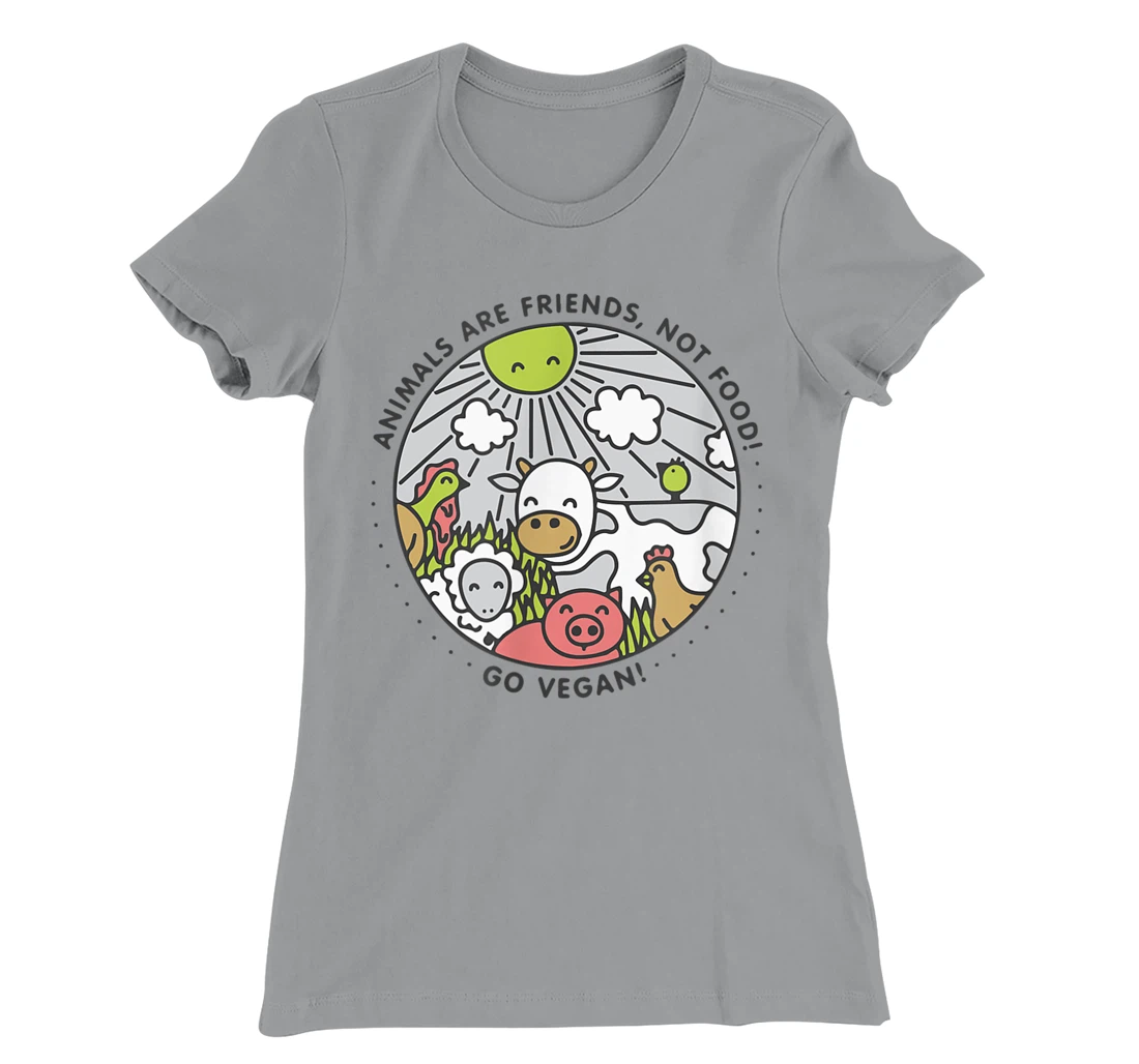 Womens ANIMALS ARE FRIENDS NOT FOOD T-Shirt, Women T-Shirt, Vegan Vegetarian Shirt T-Shirt, Women T-Shirt