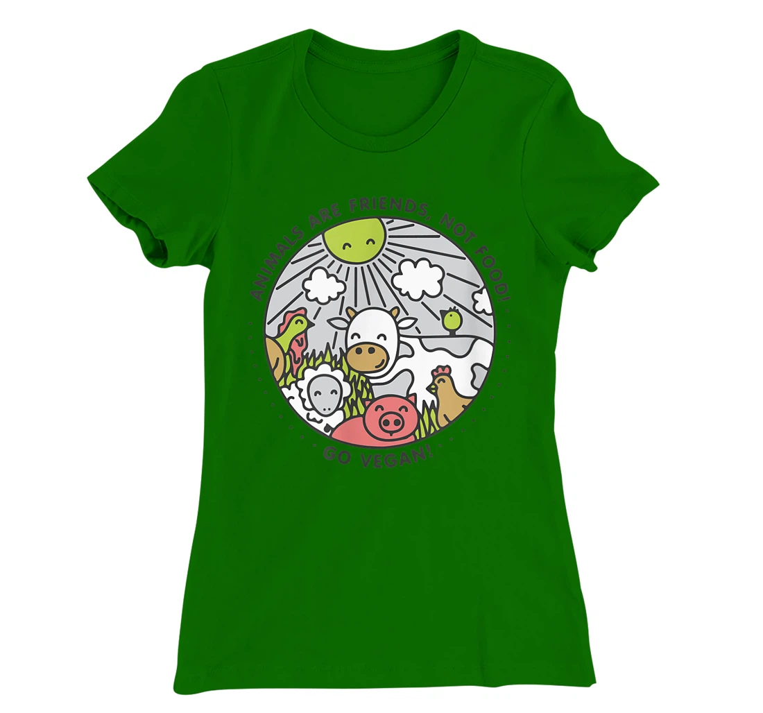 Womens ANIMALS ARE FRIENDS NOT FOOD T-Shirt, Women T-Shirt, Vegan Vegetarian Shirt T-Shirt, Women T-Shirt