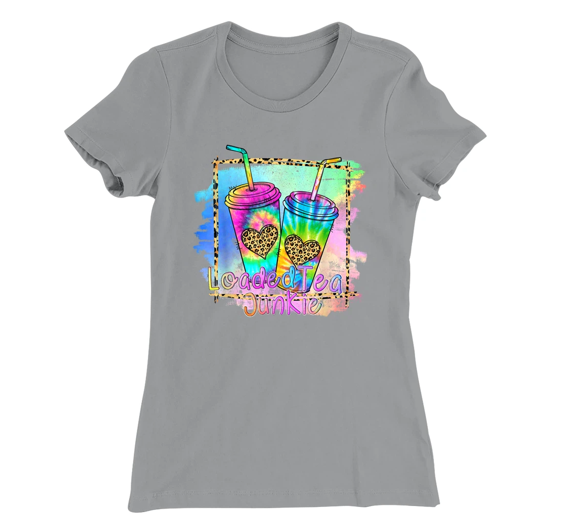 Womens Loaded Tea Lover Leopard Tie Dye Print Gymer Funny T-Shirt, Women T-Shirt