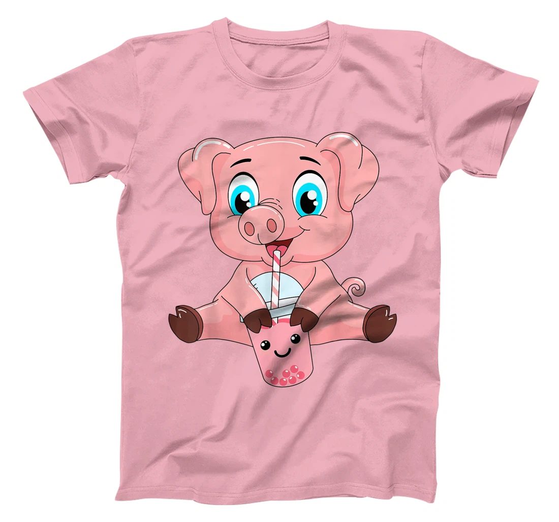 Womens Kawaii Bubble Tea Pig Lovers Funny Boba T-Shirt, Kid T-Shirt and Women T-Shirt