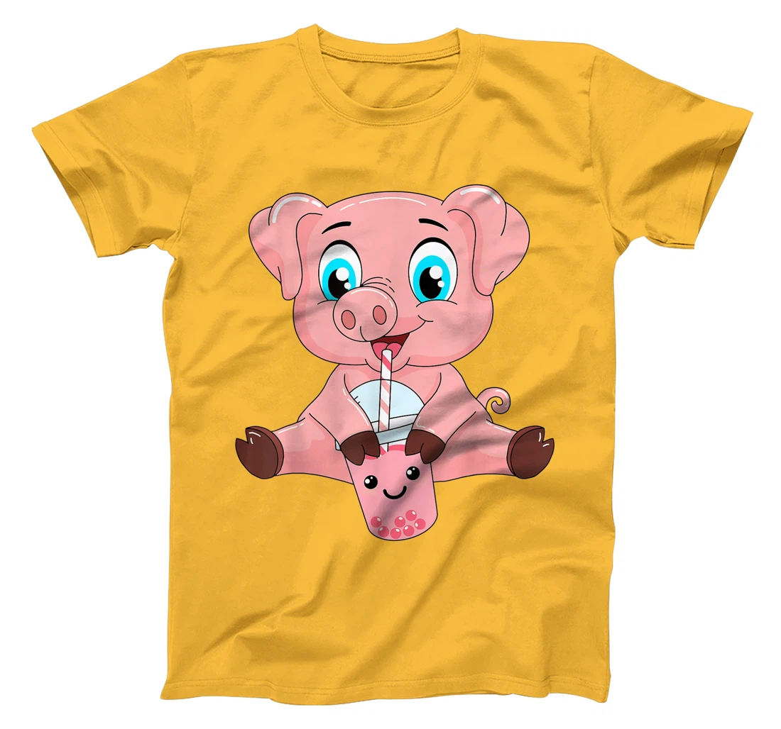 Womens Kawaii Bubble Tea Pig Lovers Funny Boba T-Shirt, Kid T-Shirt and Women T-Shirt