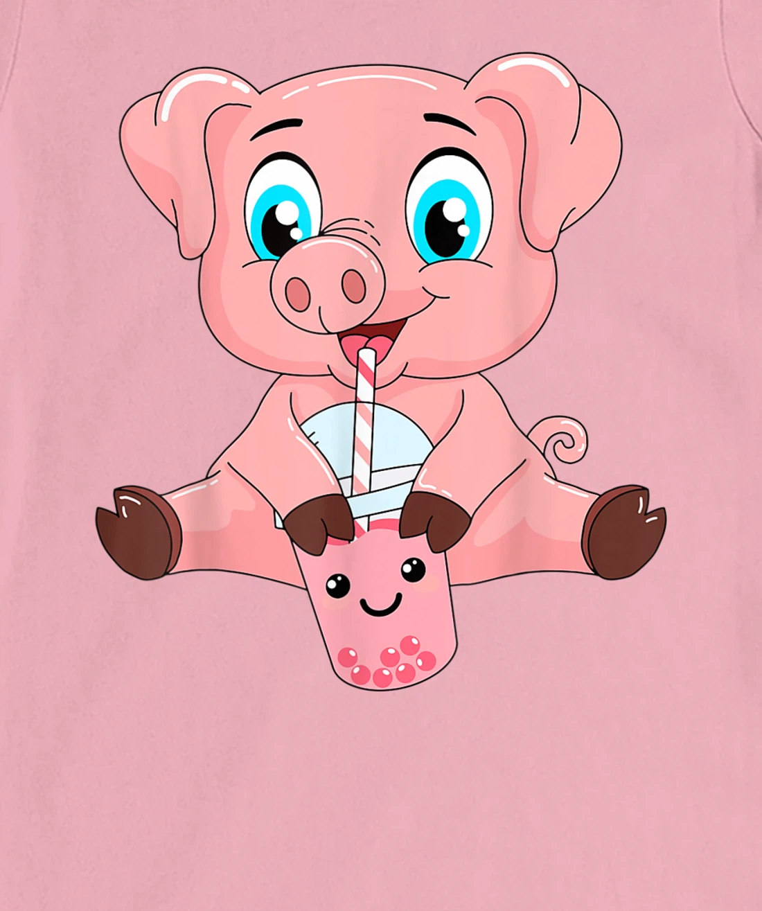 Womens Kawaii Bubble Tea Pig Lovers Funny Boba T-Shirt, Kid T-Shirt and Women T-Shirt