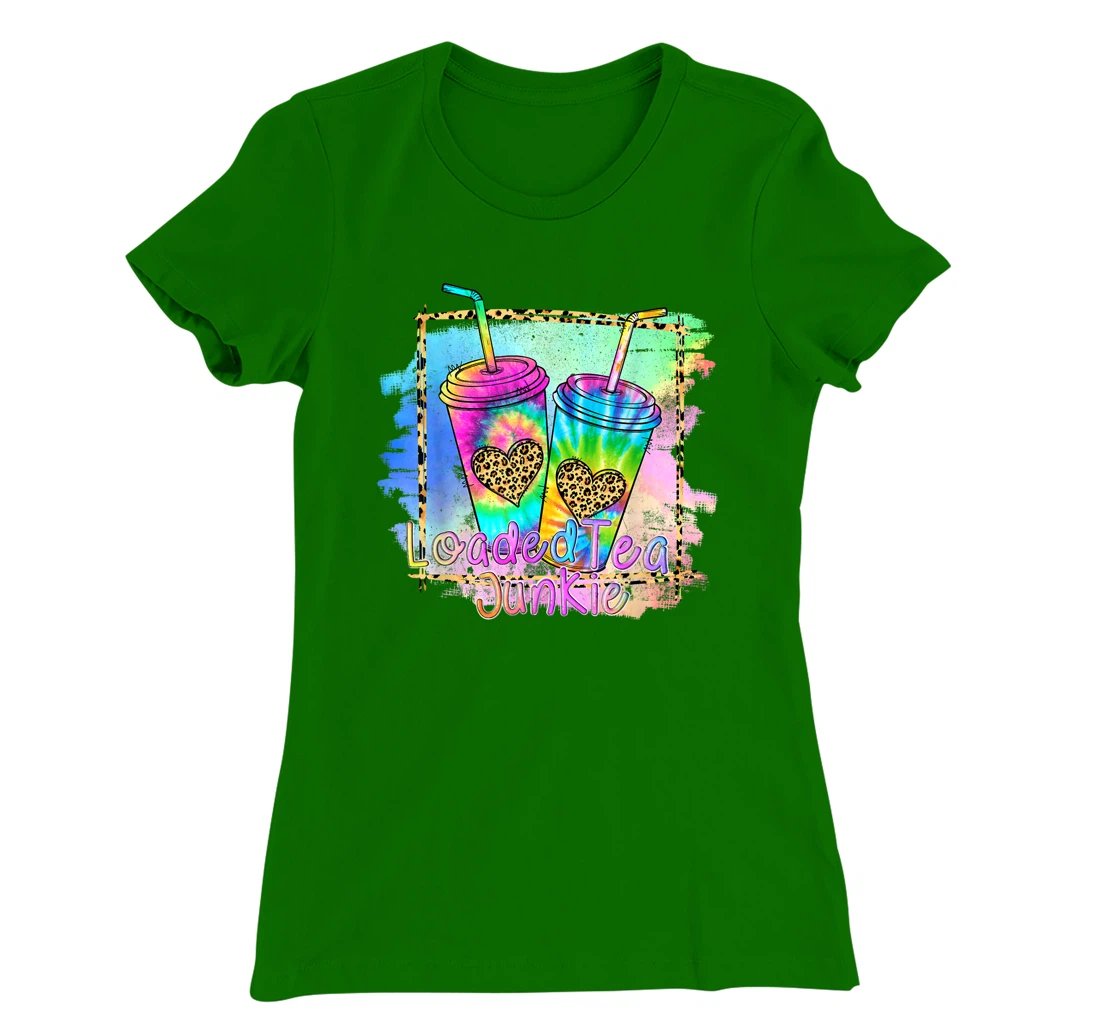 Womens Loaded Tea Lover Leopard Tie Dye Print Gymer Funny T-Shirt, Women T-Shirt