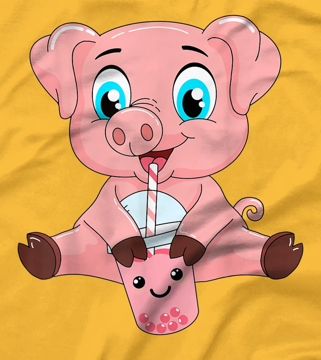 Womens Kawaii Bubble Tea Pig Lovers Funny Boba T-Shirt, Kid T-Shirt and Women T-Shirt