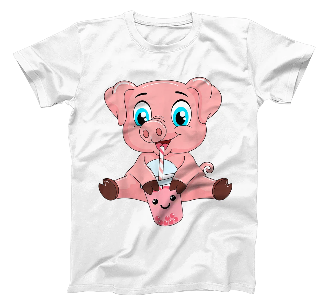 Womens Kawaii Bubble Tea Pig Lovers Funny Boba T-Shirt, Kid T-Shirt and Women T-Shirt