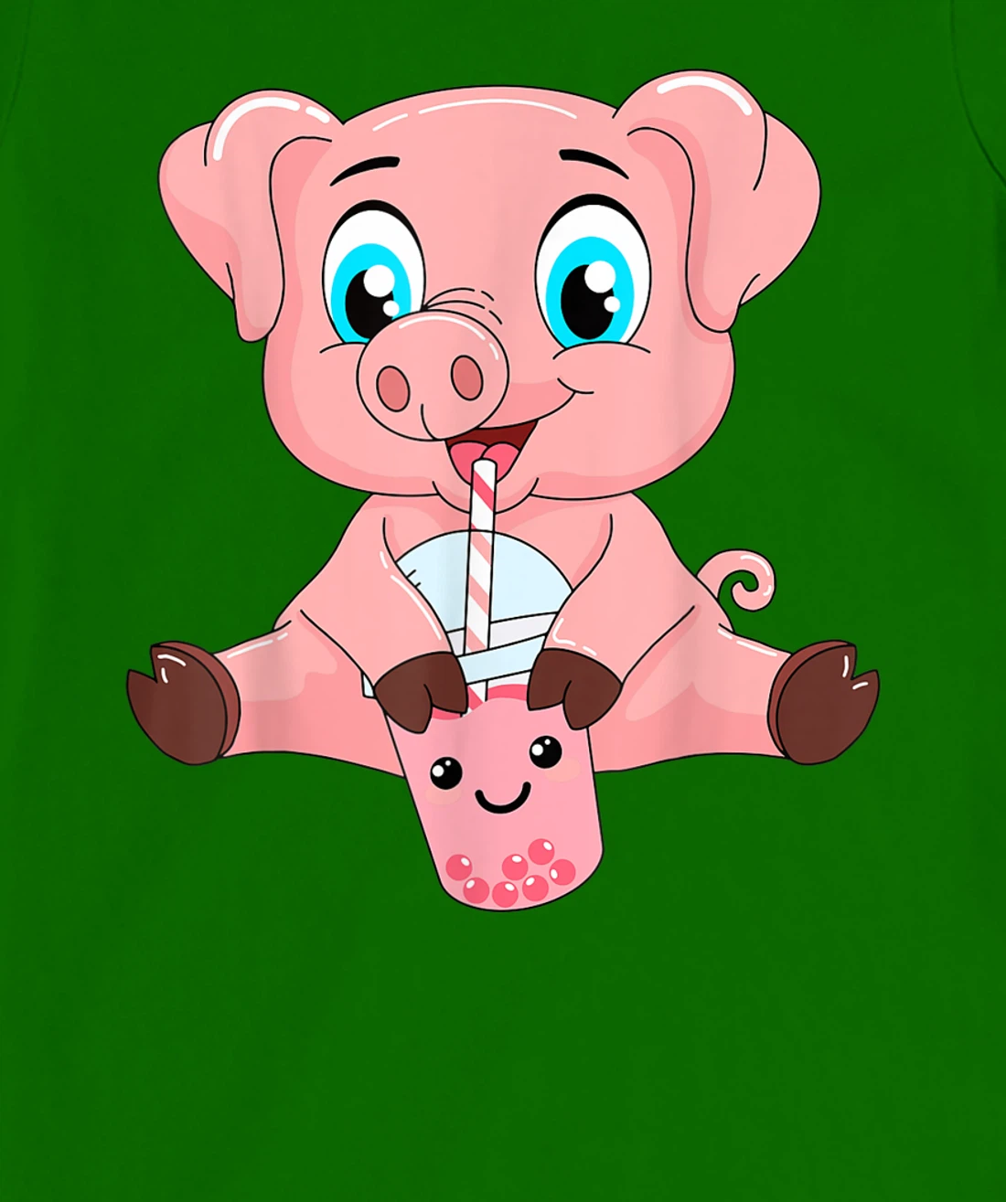 Womens Kawaii Bubble Tea Pig Lovers Funny Boba T-Shirt, Kid T-Shirt and Women T-Shirt