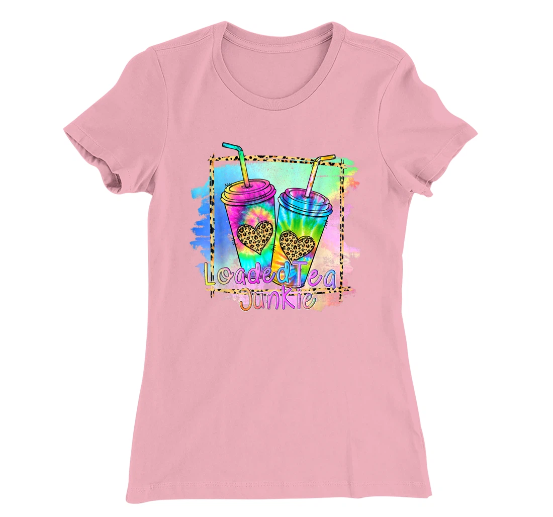 Womens Loaded Tea Lover Leopard Tie Dye Print Gymer Funny T-Shirt, Women T-Shirt