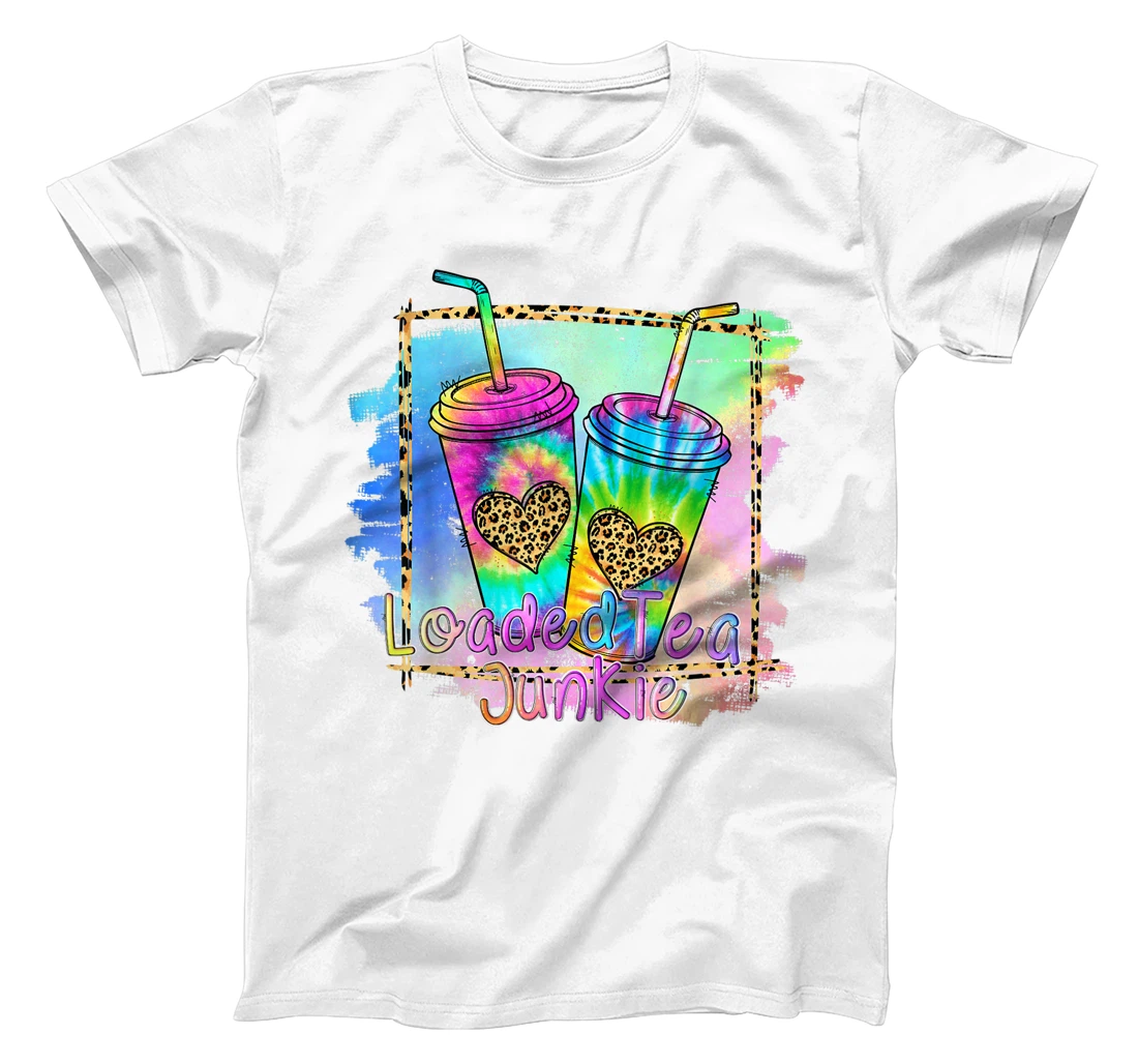 Womens Loaded Tea Lover Leopard Tie Dye Print Gymer Funny T-Shirt, Women T-Shirt