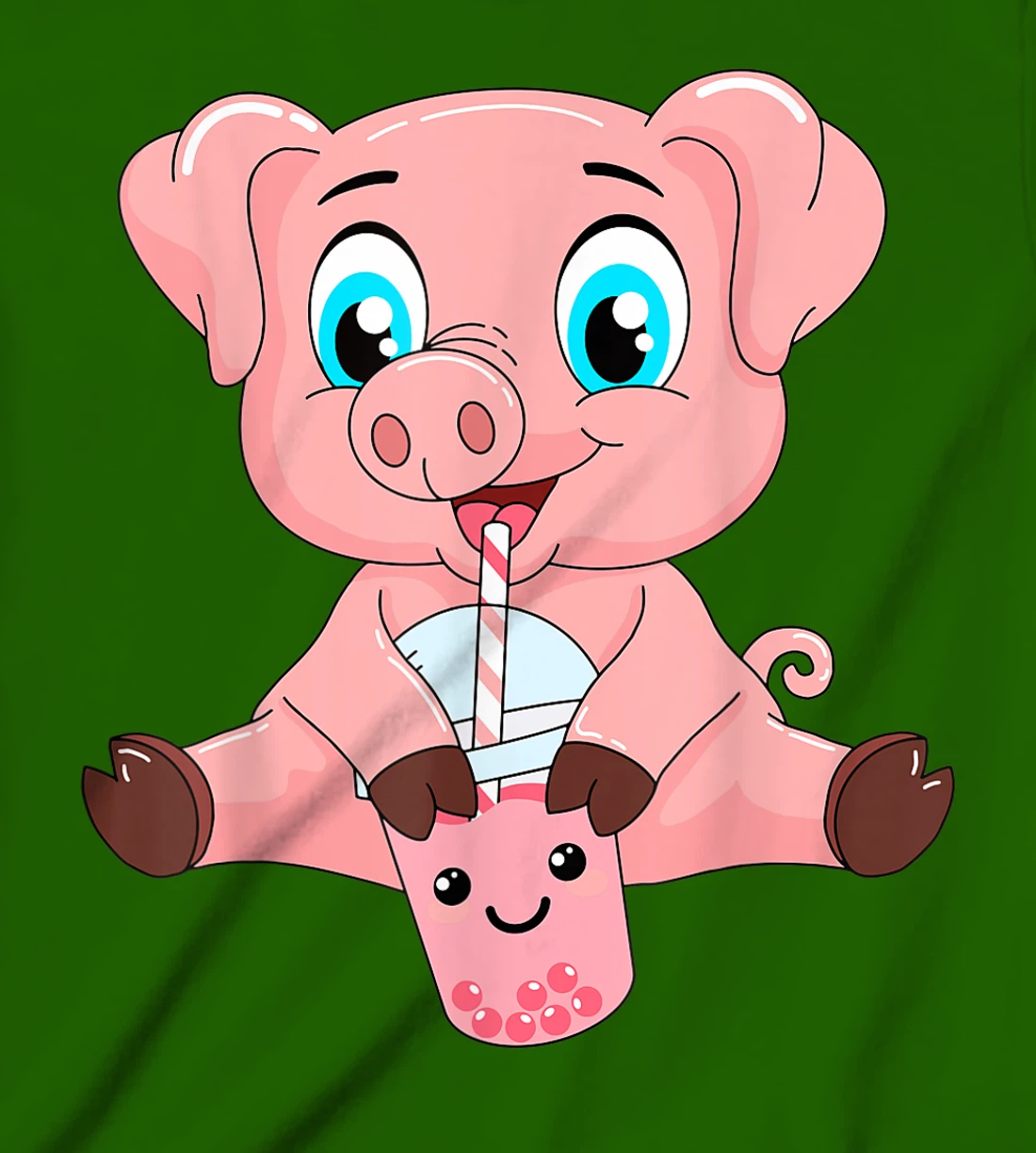 Womens Kawaii Bubble Tea Pig Lovers Funny Boba T-Shirt, Kid T-Shirt and Women T-Shirt