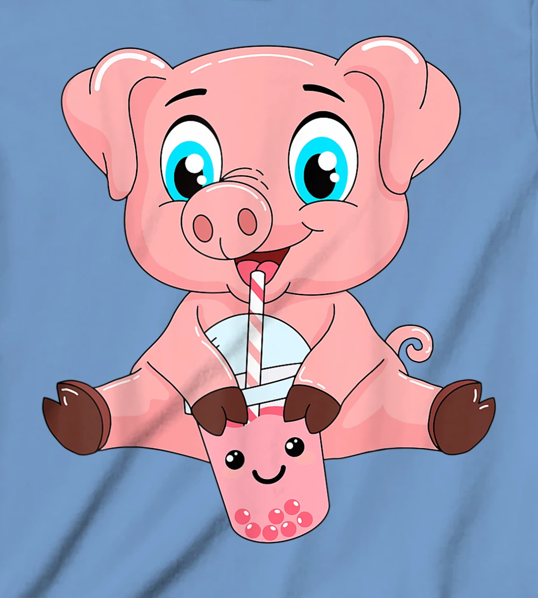 Womens Kawaii Bubble Tea Pig Lovers Funny Boba T-Shirt, Kid T-Shirt and Women T-Shirt