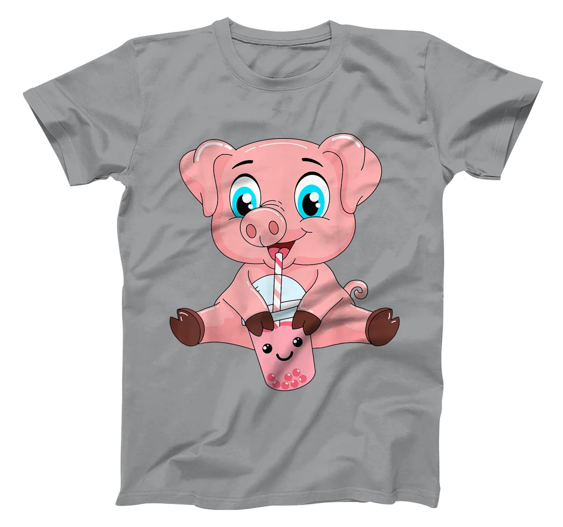 Womens Kawaii Bubble Tea Pig Lovers Funny Boba T-Shirt, Kid T-Shirt and Women T-Shirt