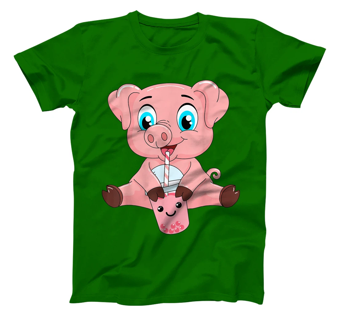 Womens Kawaii Bubble Tea Pig Lovers Funny Boba T-Shirt, Kid T-Shirt and Women T-Shirt