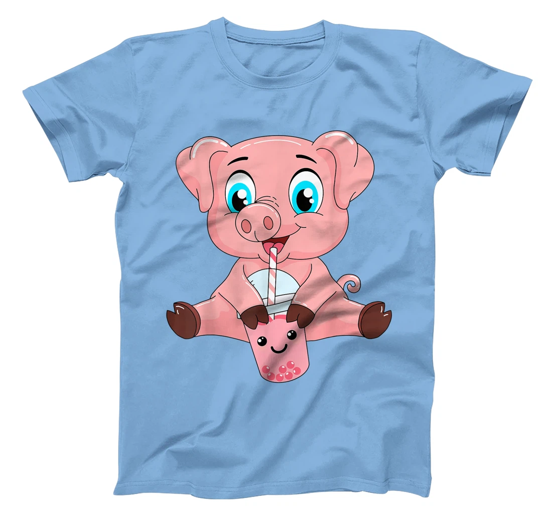 Womens Kawaii Bubble Tea Pig Lovers Funny Boba T-Shirt, Kid T-Shirt and Women T-Shirt