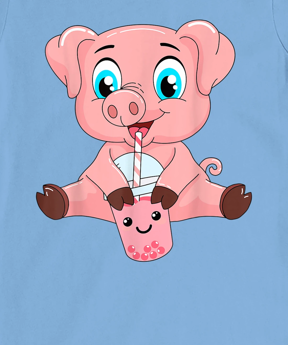 Womens Kawaii Bubble Tea Pig Lovers Funny Boba T-Shirt, Kid T-Shirt and Women T-Shirt