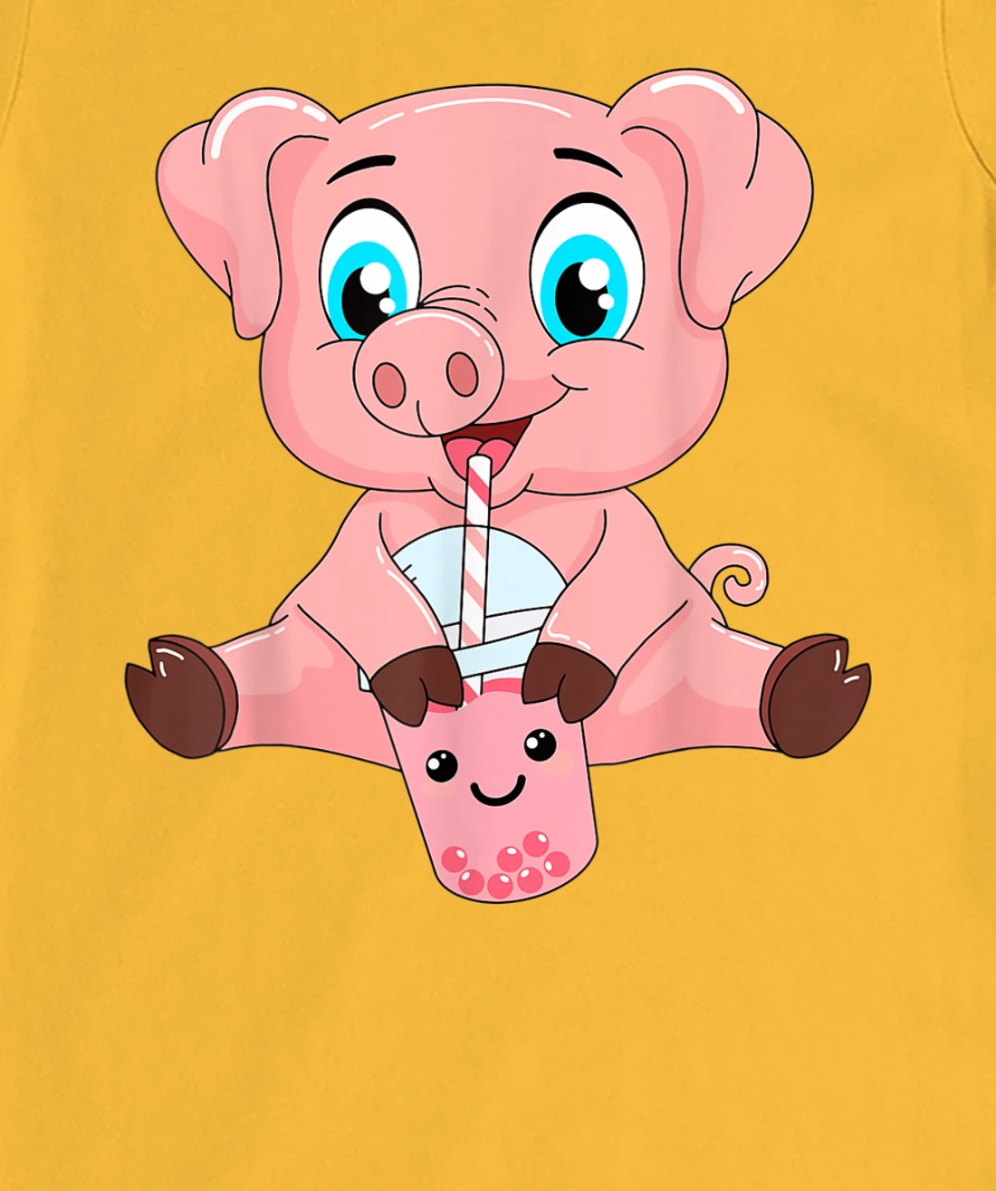 Womens Kawaii Bubble Tea Pig Lovers Funny Boba T-Shirt, Kid T-Shirt and Women T-Shirt