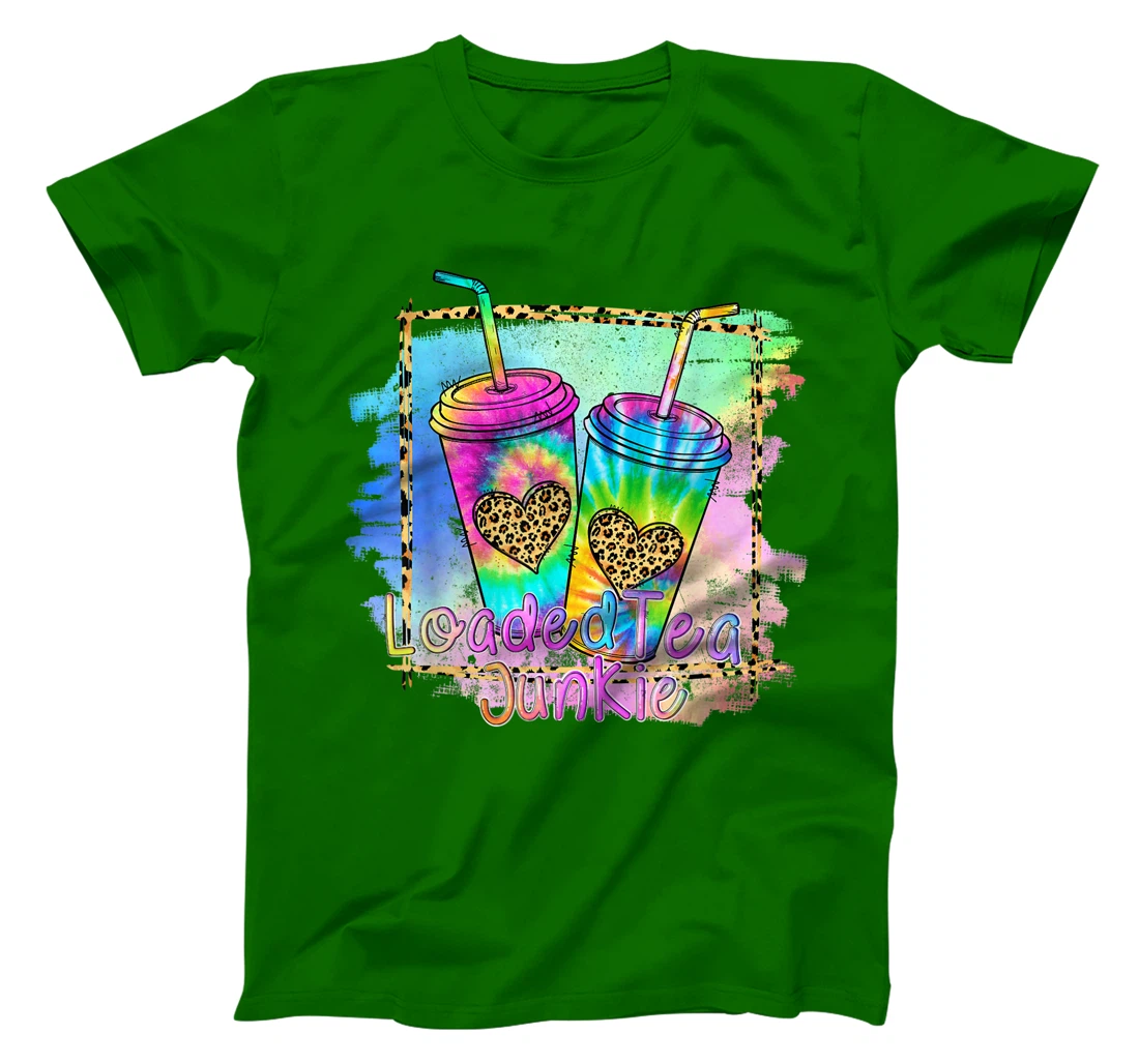 Womens Loaded Tea Lover Leopard Tie Dye Print Gymer Funny T-Shirt, Women T-Shirt