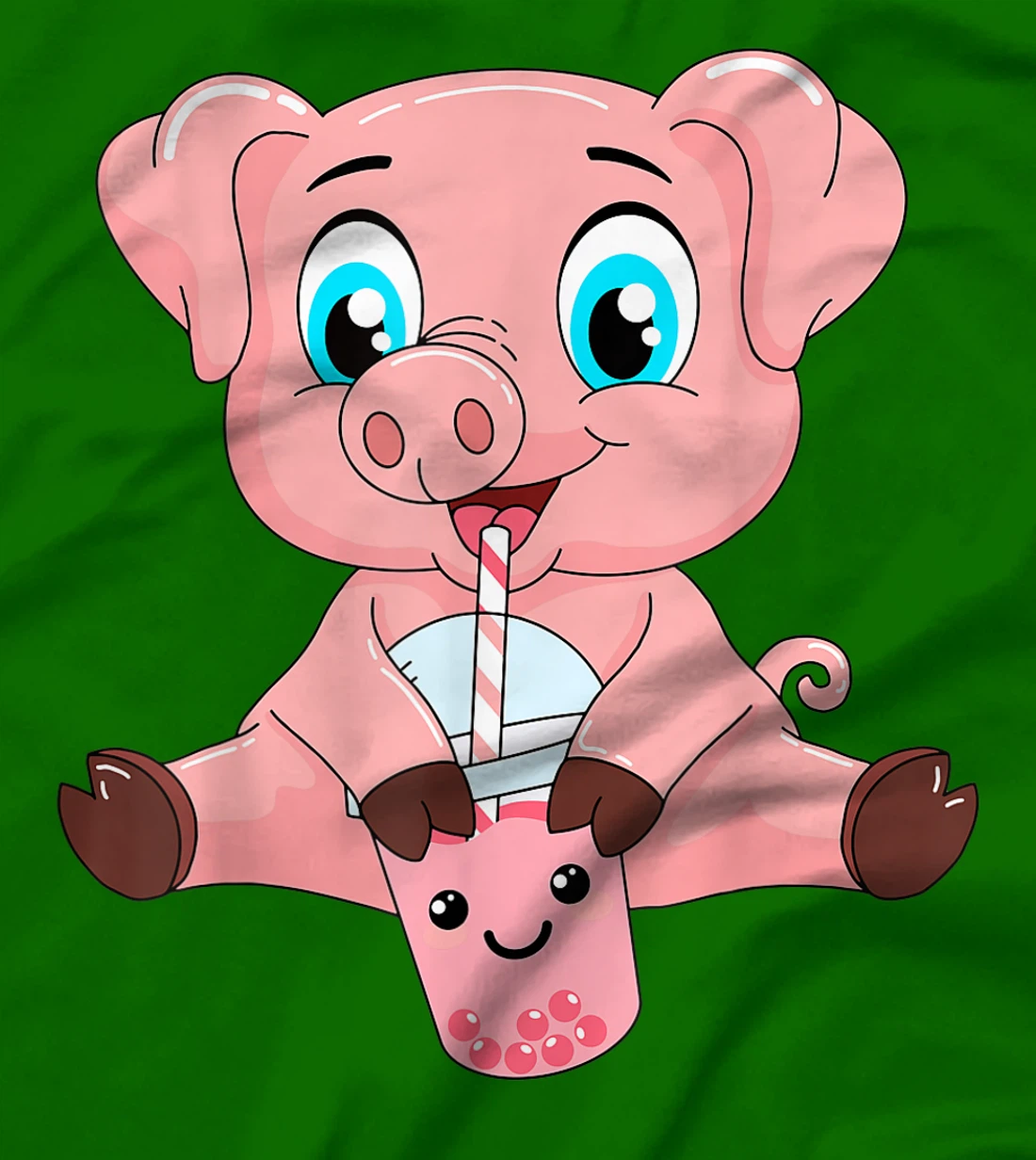 Womens Kawaii Bubble Tea Pig Lovers Funny Boba T-Shirt, Kid T-Shirt and Women T-Shirt