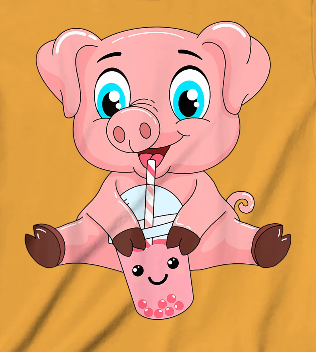 Womens Kawaii Bubble Tea Pig Lovers Funny Boba T-Shirt, Kid T-Shirt and Women T-Shirt