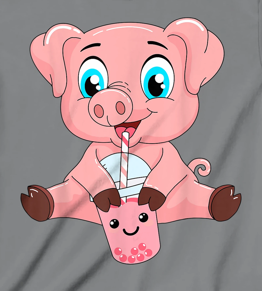 Womens Kawaii Bubble Tea Pig Lovers Funny Boba T-Shirt, Kid T-Shirt and Women T-Shirt
