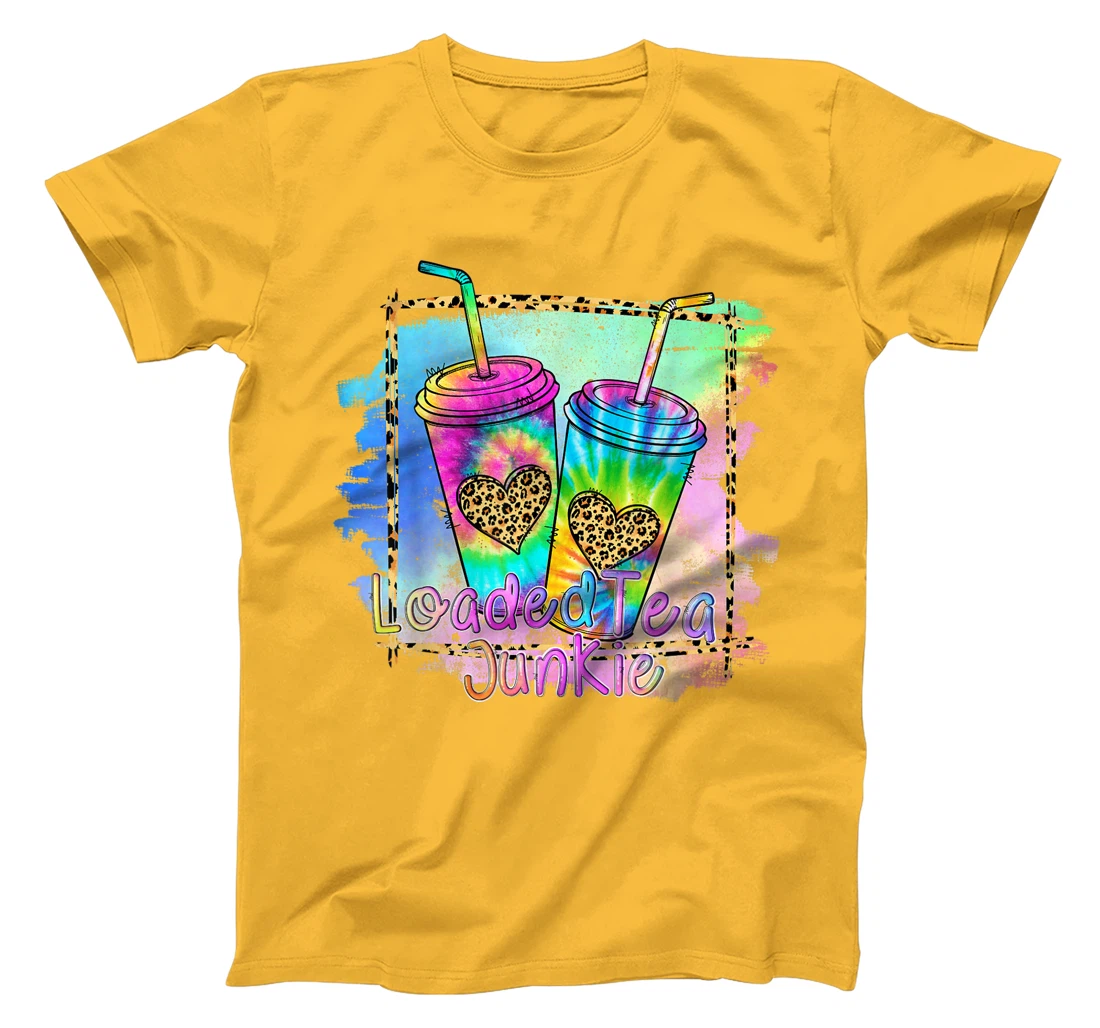 Womens Loaded Tea Lover Leopard Tie Dye Print Gymer Funny T-Shirt, Women T-Shirt