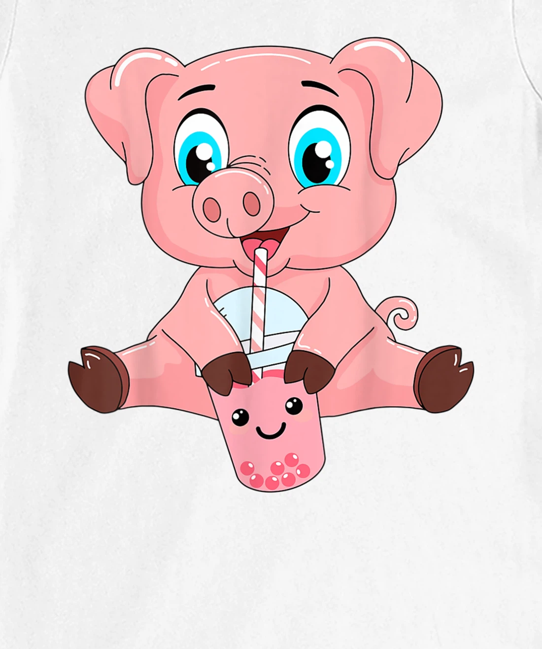 Womens Kawaii Bubble Tea Pig Lovers Funny Boba T-Shirt, Kid T-Shirt and Women T-Shirt