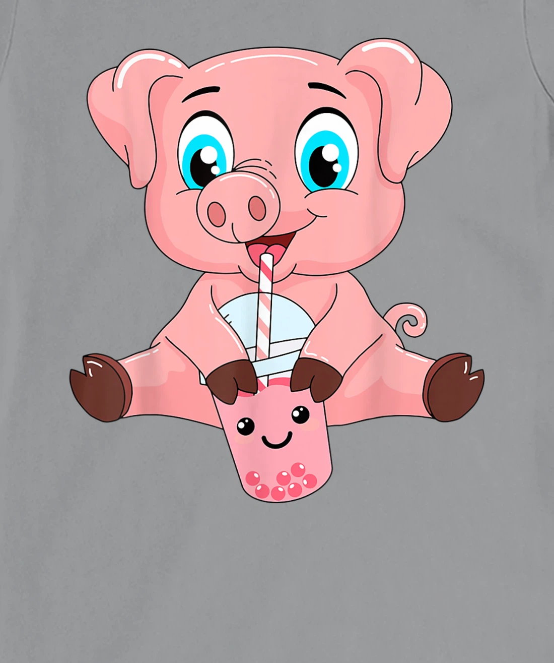 Womens Kawaii Bubble Tea Pig Lovers Funny Boba T-Shirt, Kid T-Shirt and Women T-Shirt