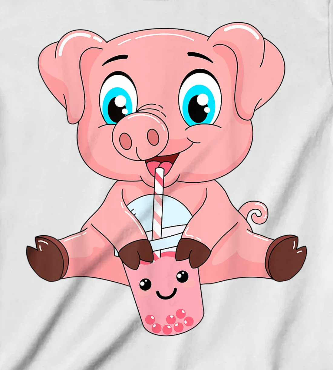Womens Kawaii Bubble Tea Pig Lovers Funny Boba T-Shirt, Kid T-Shirt and Women T-Shirt