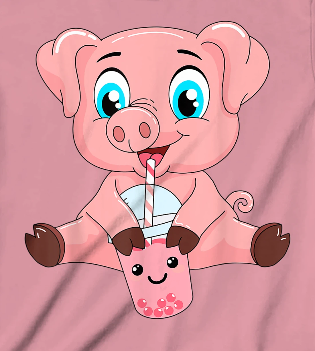 Womens Kawaii Bubble Tea Pig Lovers Funny Boba T-Shirt, Kid T-Shirt and Women T-Shirt