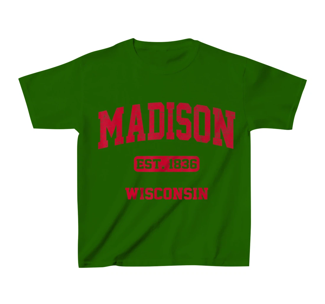 Womens Madison Wisconsin WI Vintage State Athletic Style T-Shirt, Kid T-Shirt and Women T-Shirt