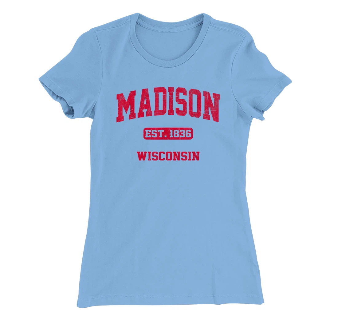 Womens Madison Wisconsin WI Vintage State Athletic Style T-Shirt, Kid T-Shirt and Women T-Shirt