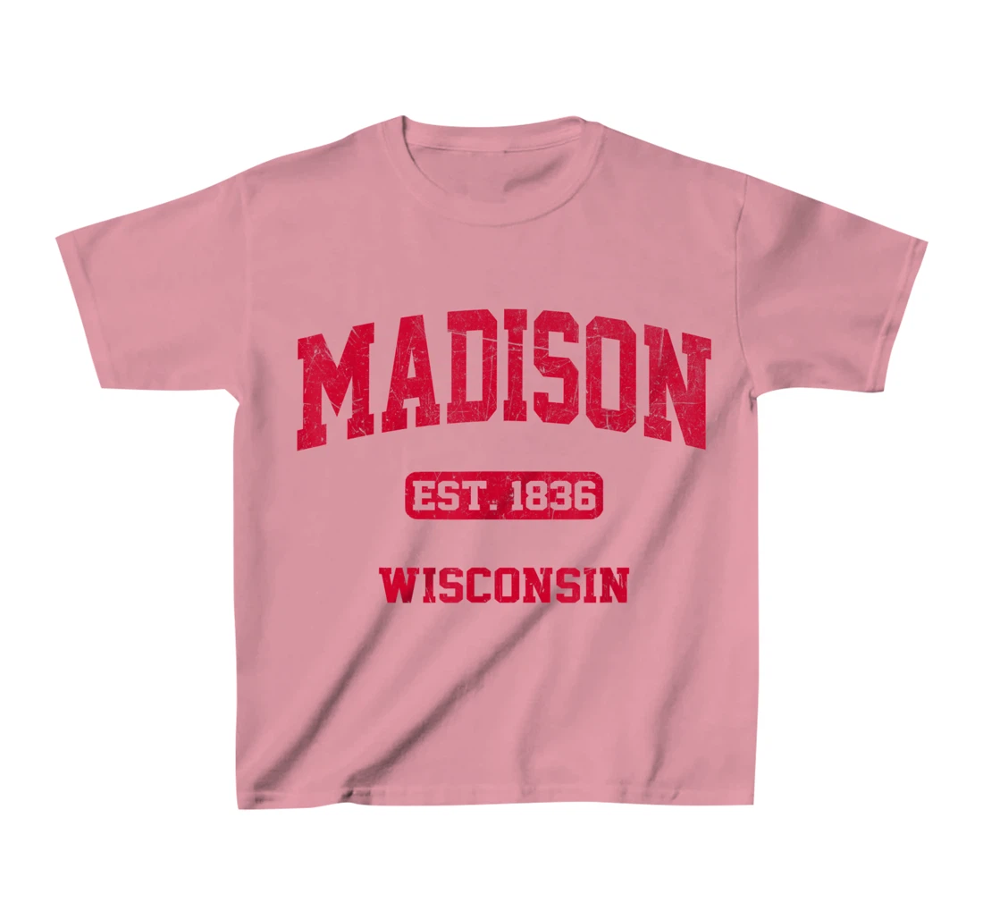 Womens Madison Wisconsin WI Vintage State Athletic Style T-Shirt, Kid T-Shirt and Women T-Shirt