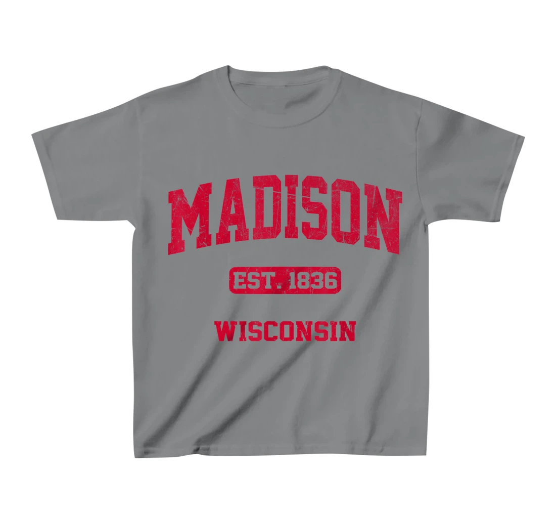 Womens Madison Wisconsin WI Vintage State Athletic Style T-Shirt, Kid T-Shirt and Women T-Shirt