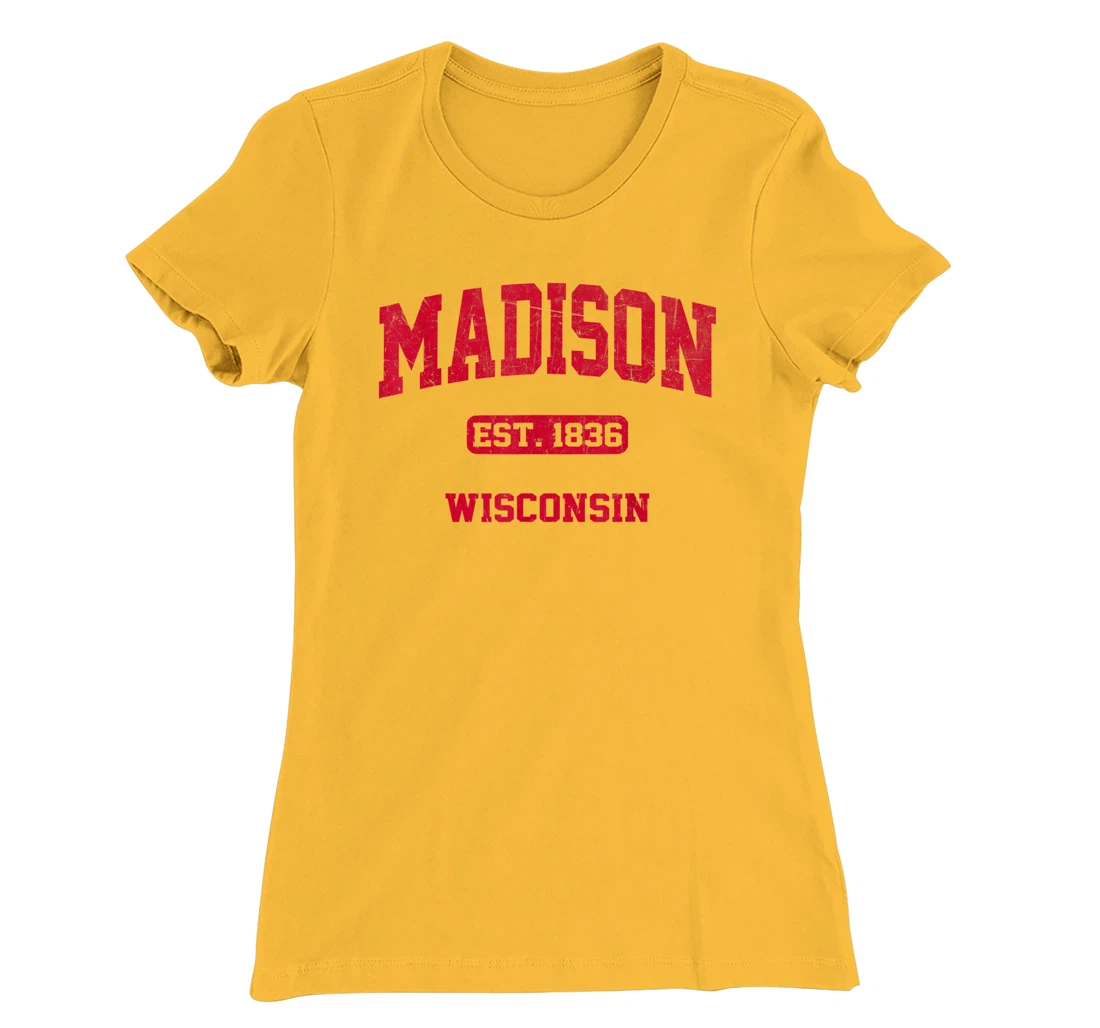 Womens Madison Wisconsin WI Vintage State Athletic Style T-Shirt, Kid T-Shirt and Women T-Shirt