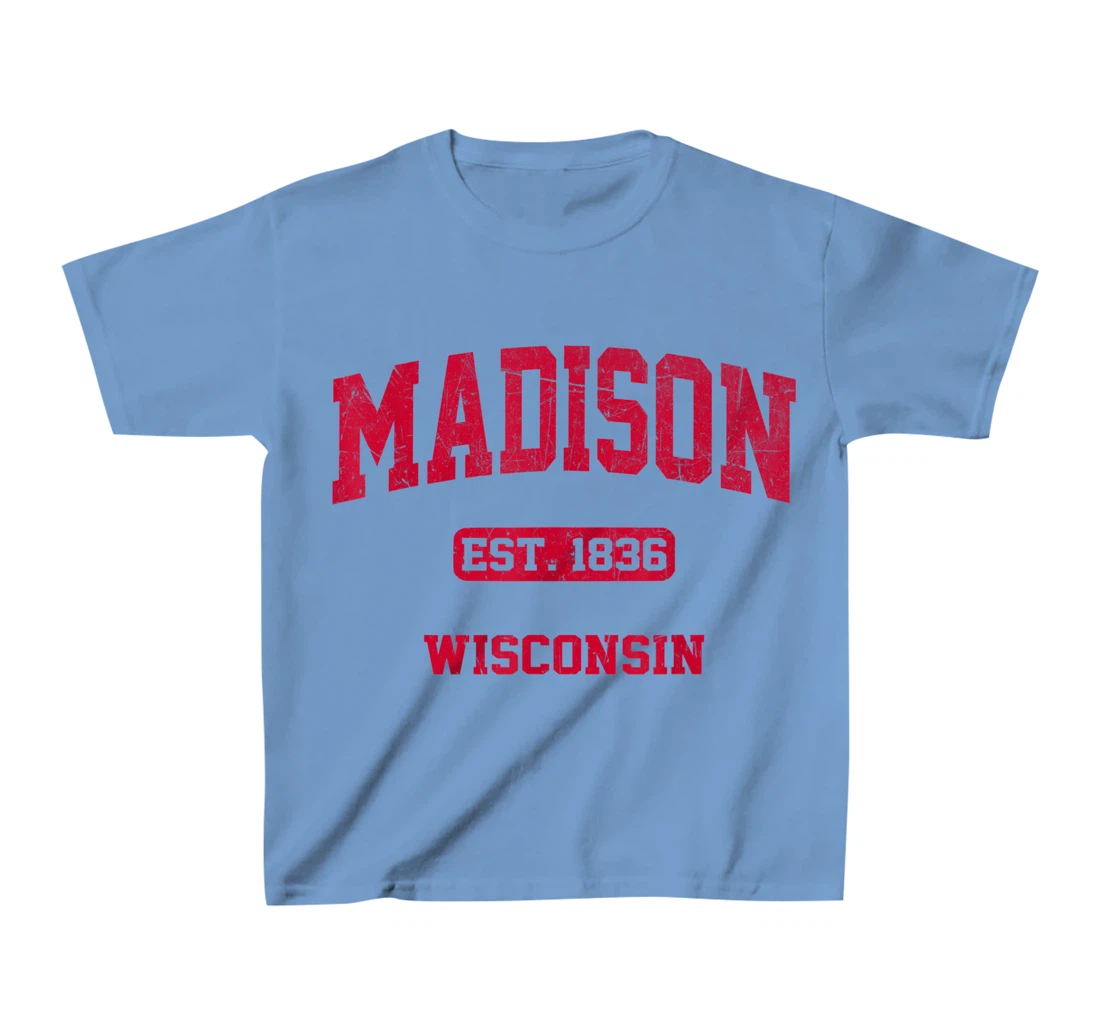 Womens Madison Wisconsin WI Vintage State Athletic Style T-Shirt, Kid T-Shirt and Women T-Shirt