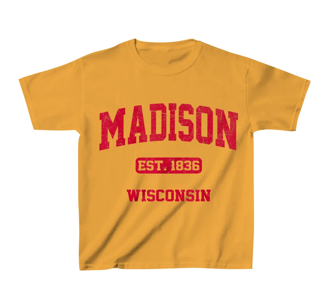 Womens Madison Wisconsin WI Vintage State Athletic Style T-Shirt, Kid T-Shirt and Women T-Shirt