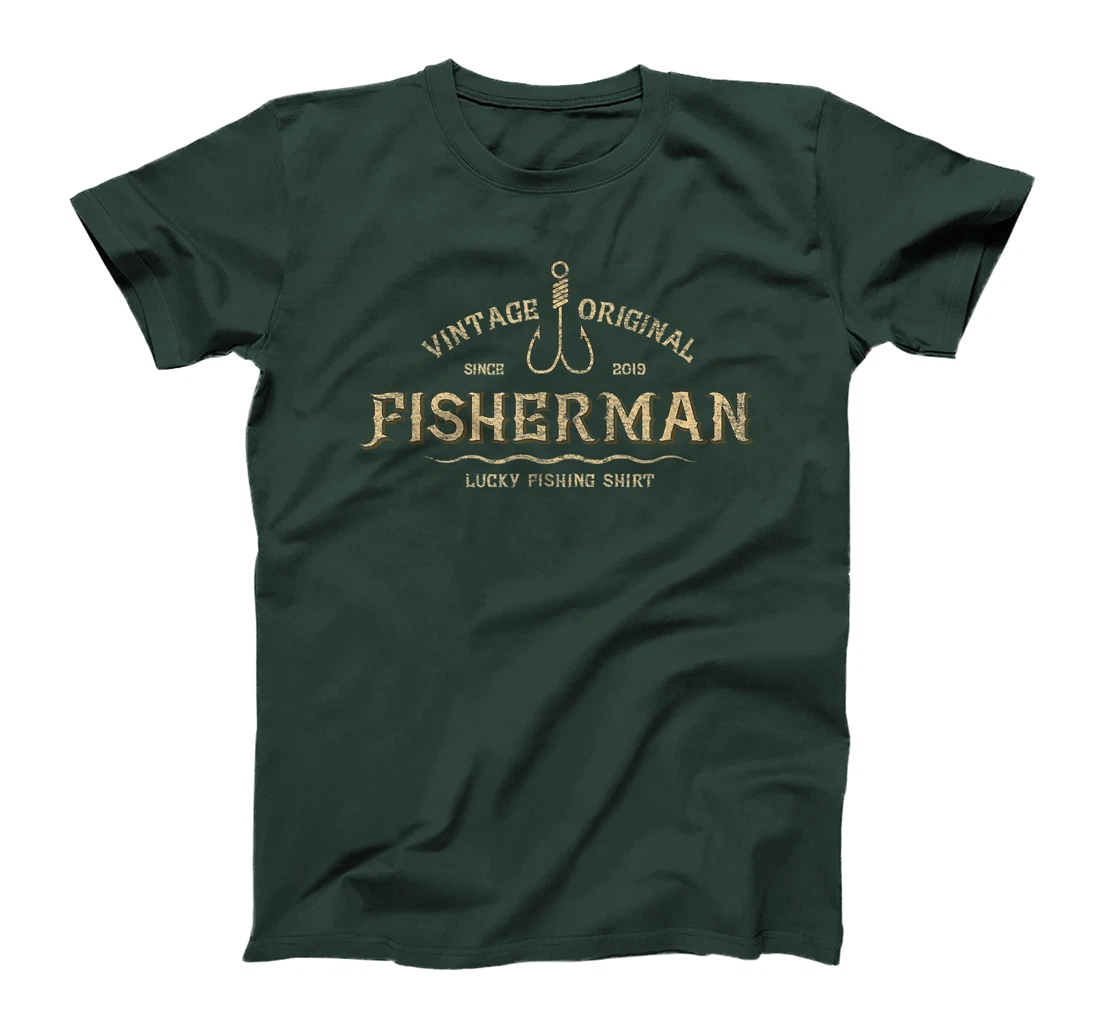 Retro Vintage Fisherman Since 2019 Lucky Fishing T-Shirt