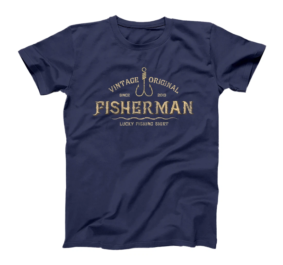 Retro Vintage Fisherman Since 2019 Lucky Fishing T-Shirt