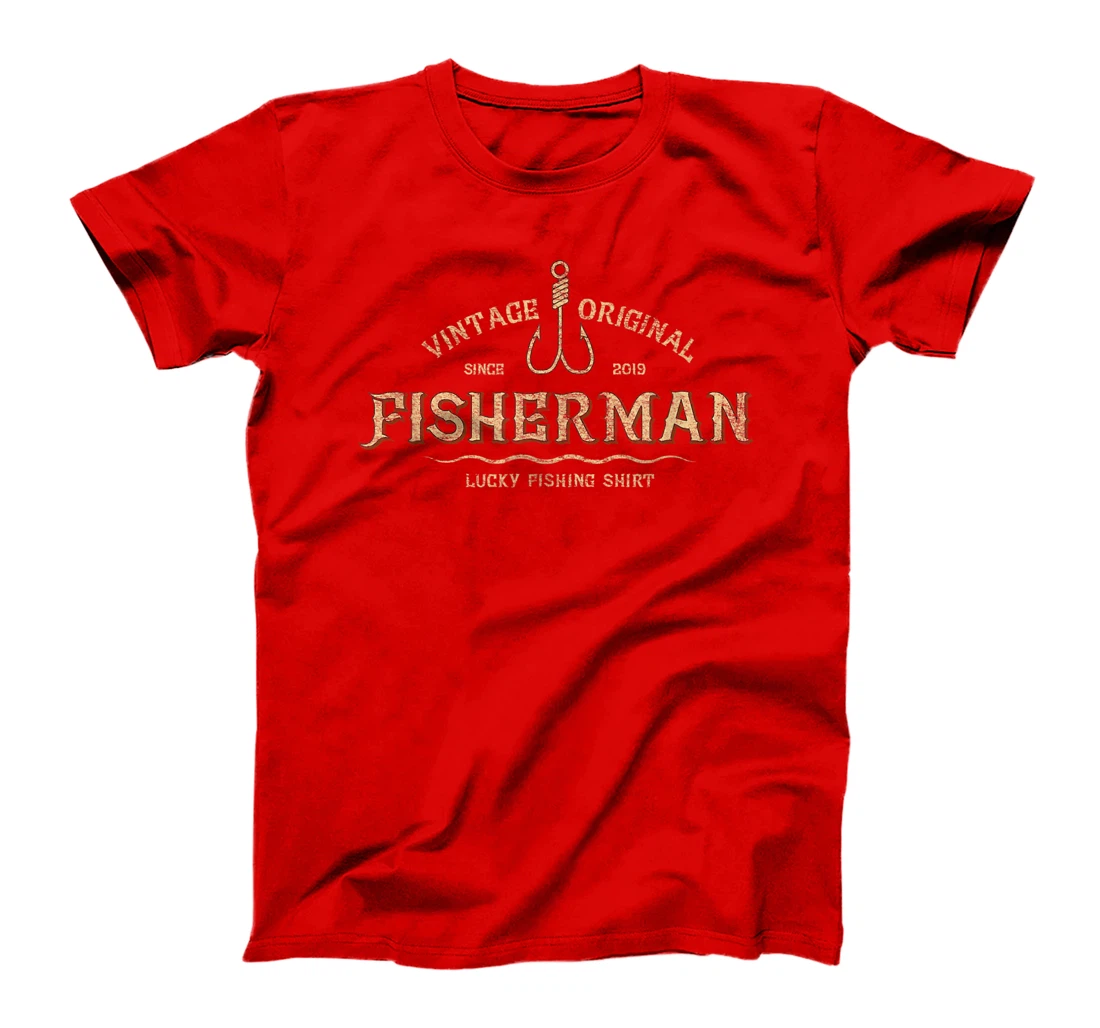 Retro Vintage Fisherman Since 2019 Lucky Fishing T-Shirt
