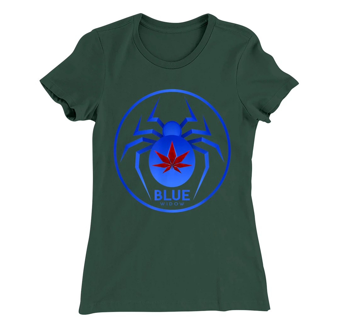 Blue Widow Cannabis Weed Marijuana Strain Icon T-Shirt, Women T-Shirt