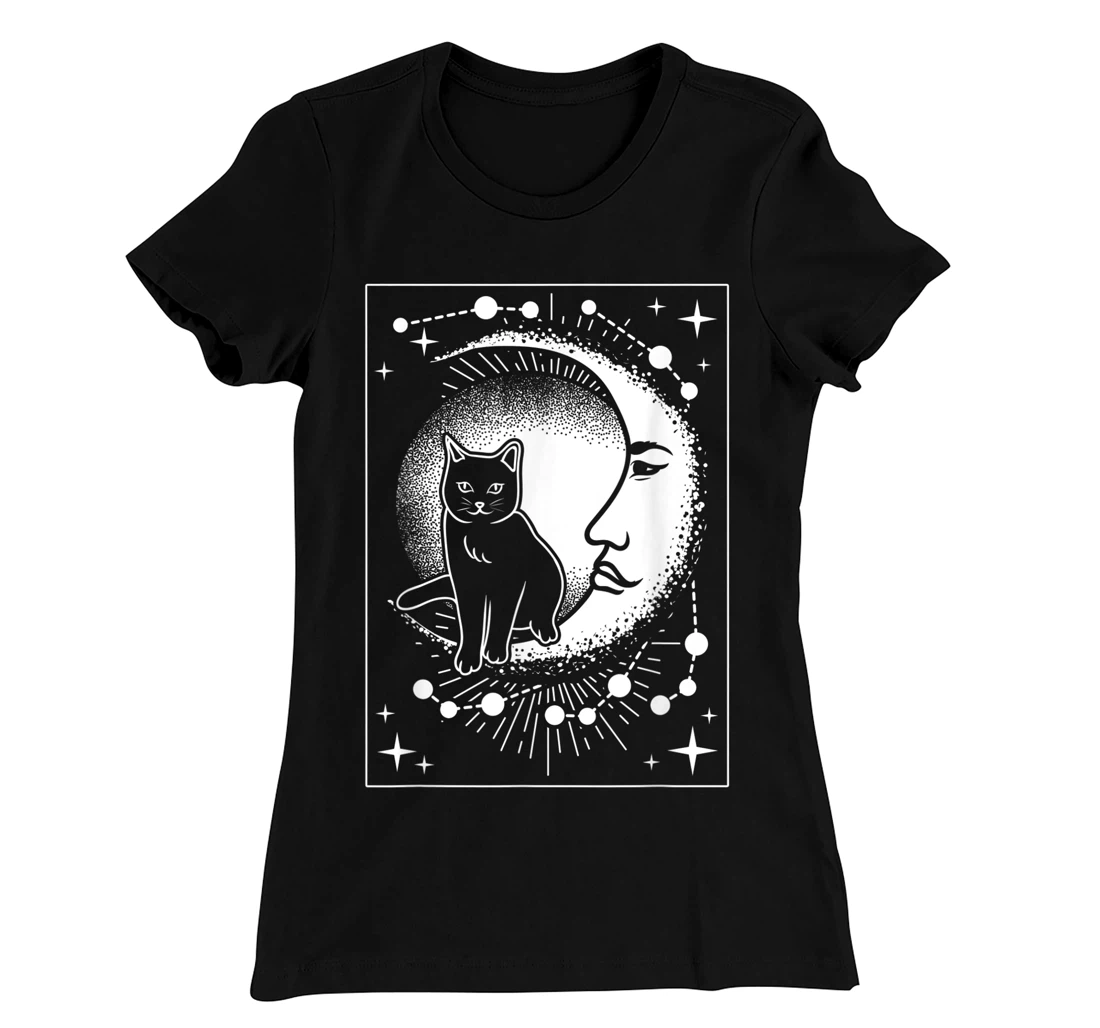 Scary Cat and Moon - Tarot Card T-Shirt, Women T-Shirt
