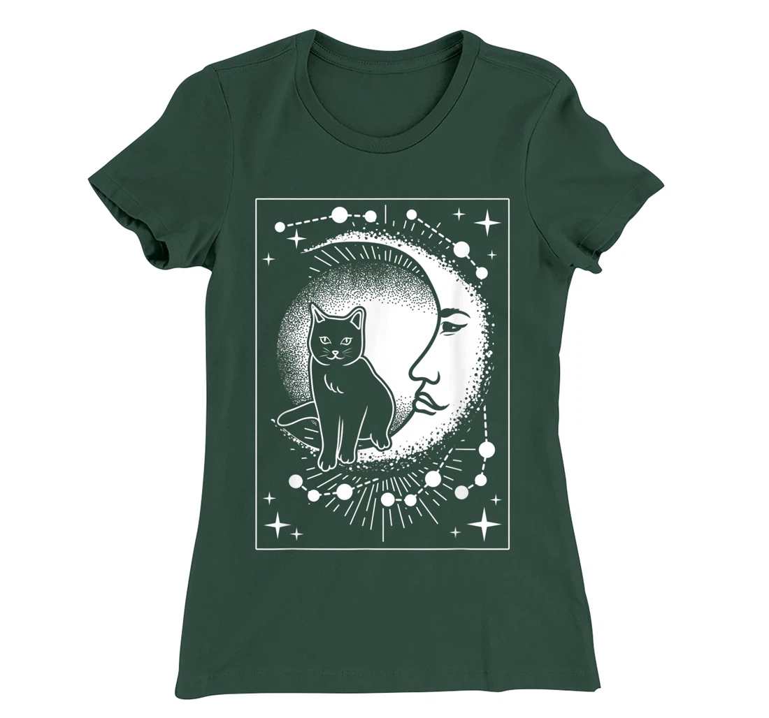 Scary Cat and Moon - Tarot Card T-Shirt, Women T-Shirt