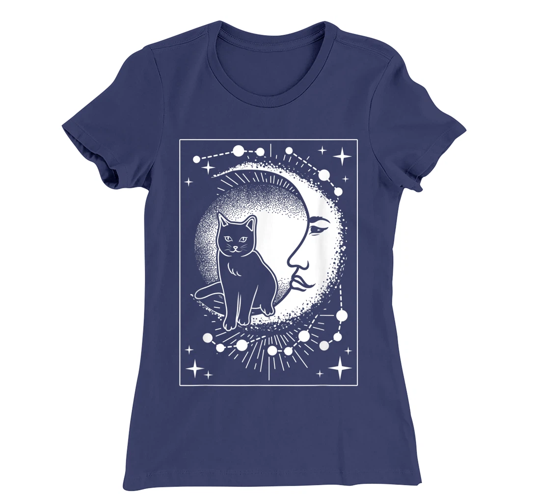 Scary Cat and Moon - Tarot Card T-Shirt, Women T-Shirt