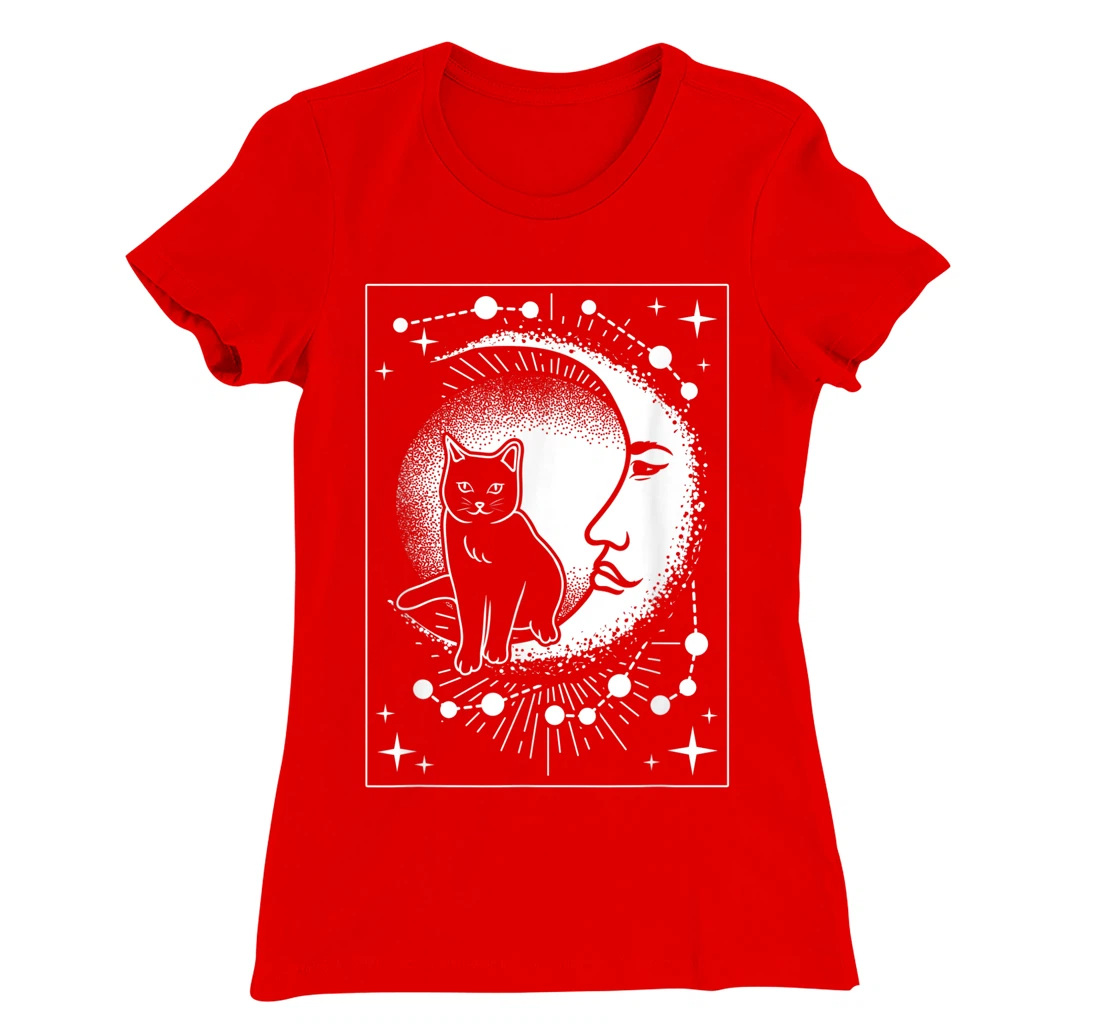 Scary Cat and Moon - Tarot Card T-Shirt, Women T-Shirt