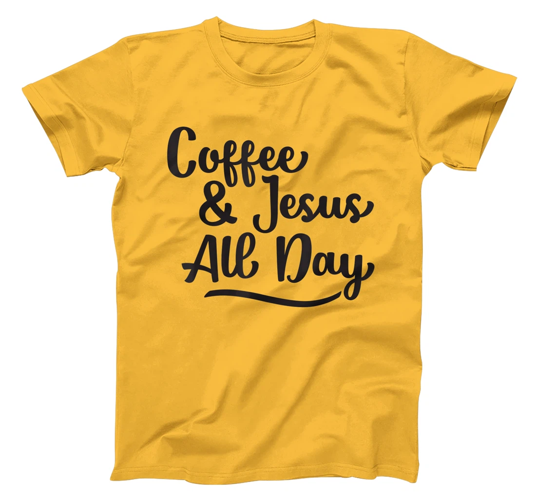Womens Coffee and Jesus, Cute Handwritten Religious Saying T-Shirt, Women T-Shirt
