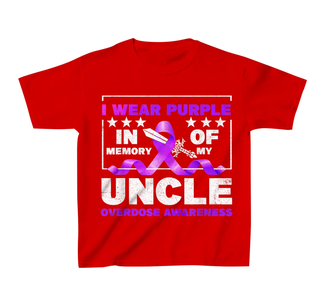 Ki Purple Ribbon Overdose Awareness Month Costume Uncle T-Shirt, Kid T-Shirt and Women T-Shirt