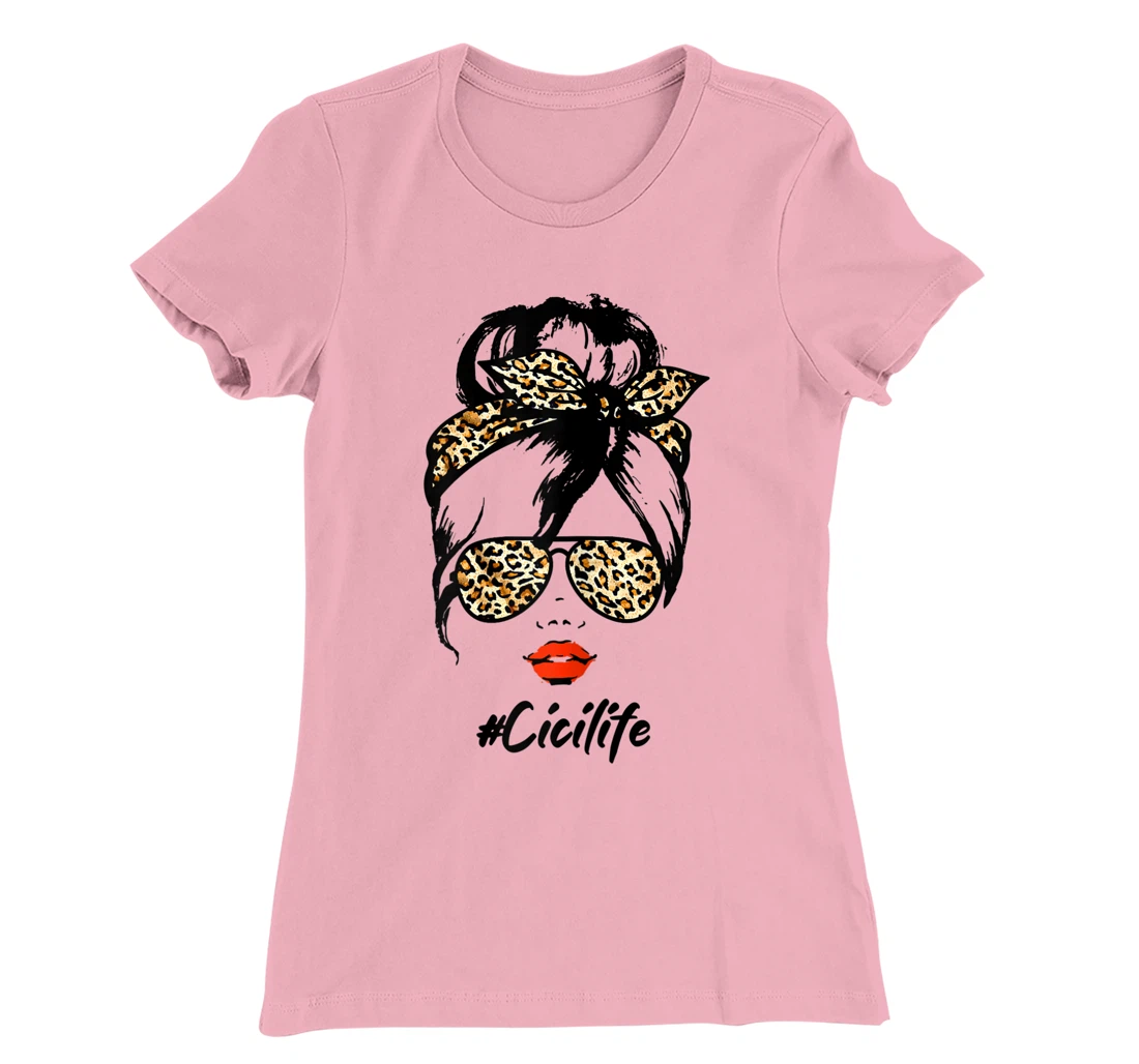 Womens Classy Cici Life With Leopard Pattern Shades #Cicilife T-Shirt, Women T-Shirt