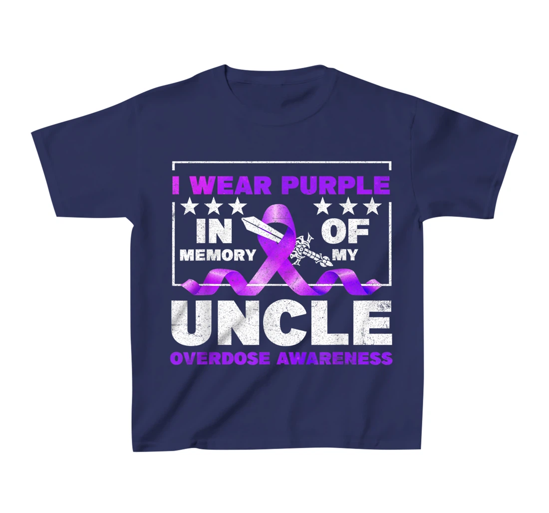 Ki Purple Ribbon Overdose Awareness Month Costume Uncle T-Shirt, Kid T-Shirt and Women T-Shirt