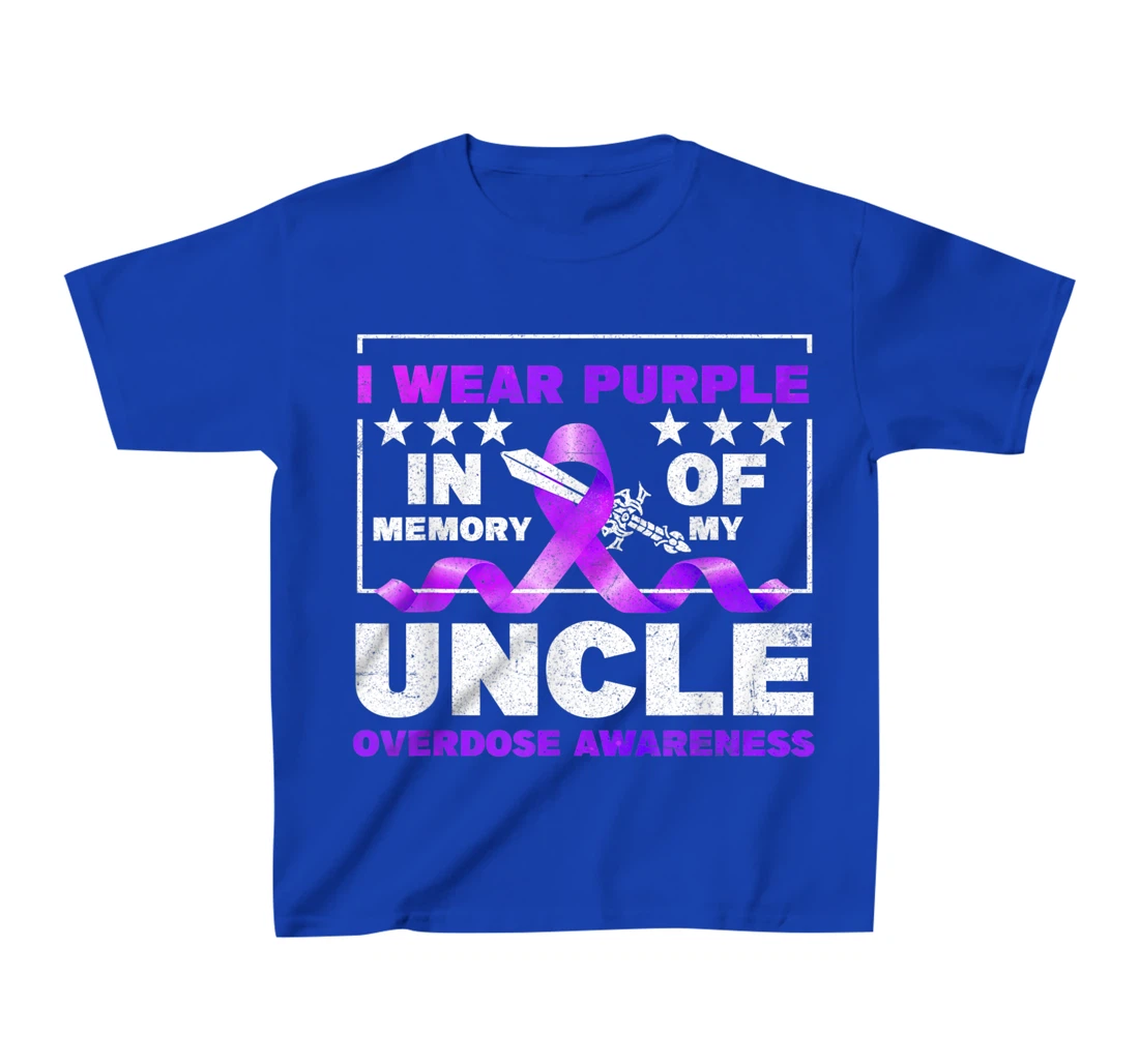 Ki Purple Ribbon Overdose Awareness Month Costume Uncle T-Shirt, Kid T-Shirt and Women T-Shirt