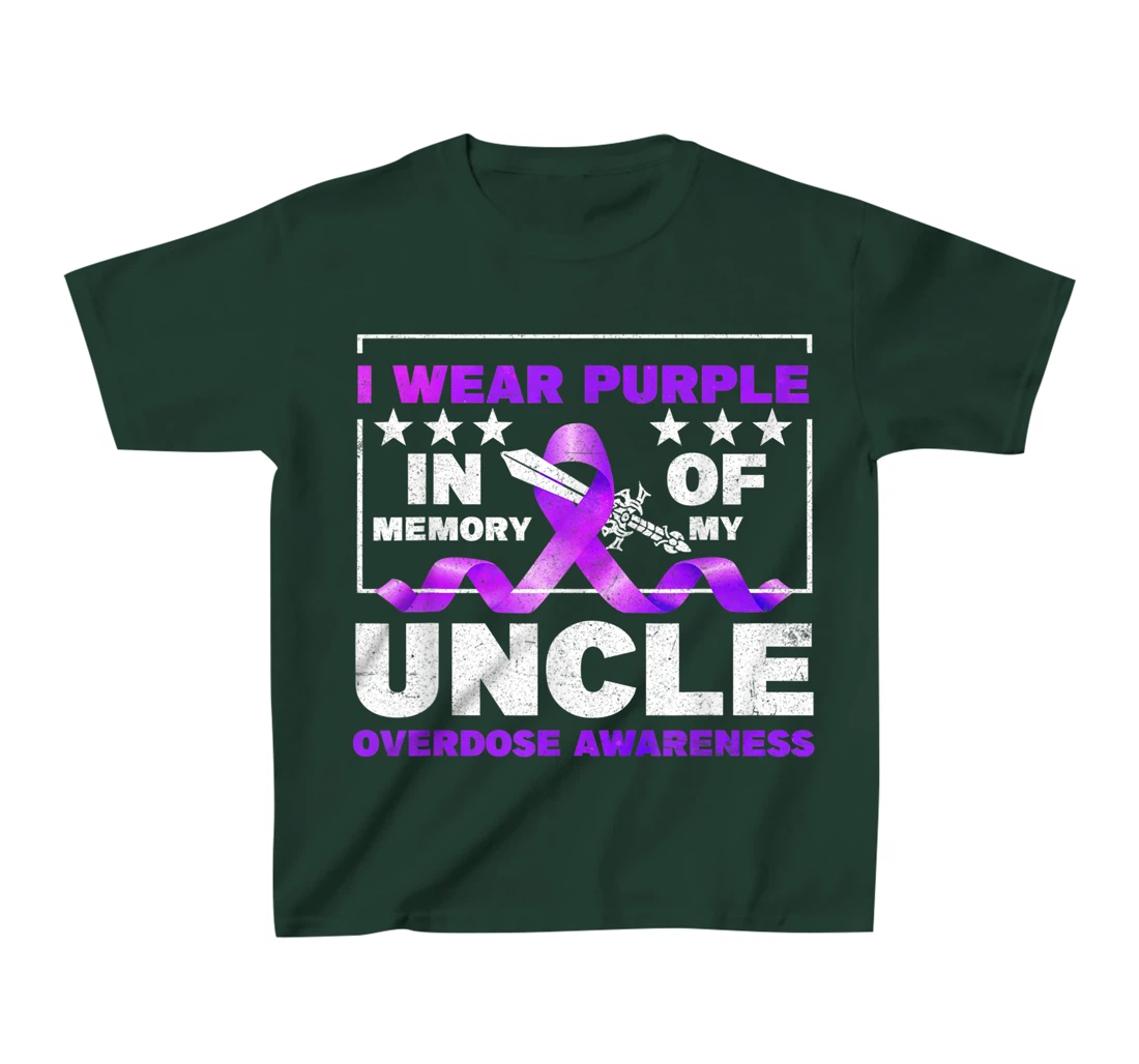 Ki Purple Ribbon Overdose Awareness Month Costume Uncle T-Shirt, Kid T-Shirt and Women T-Shirt