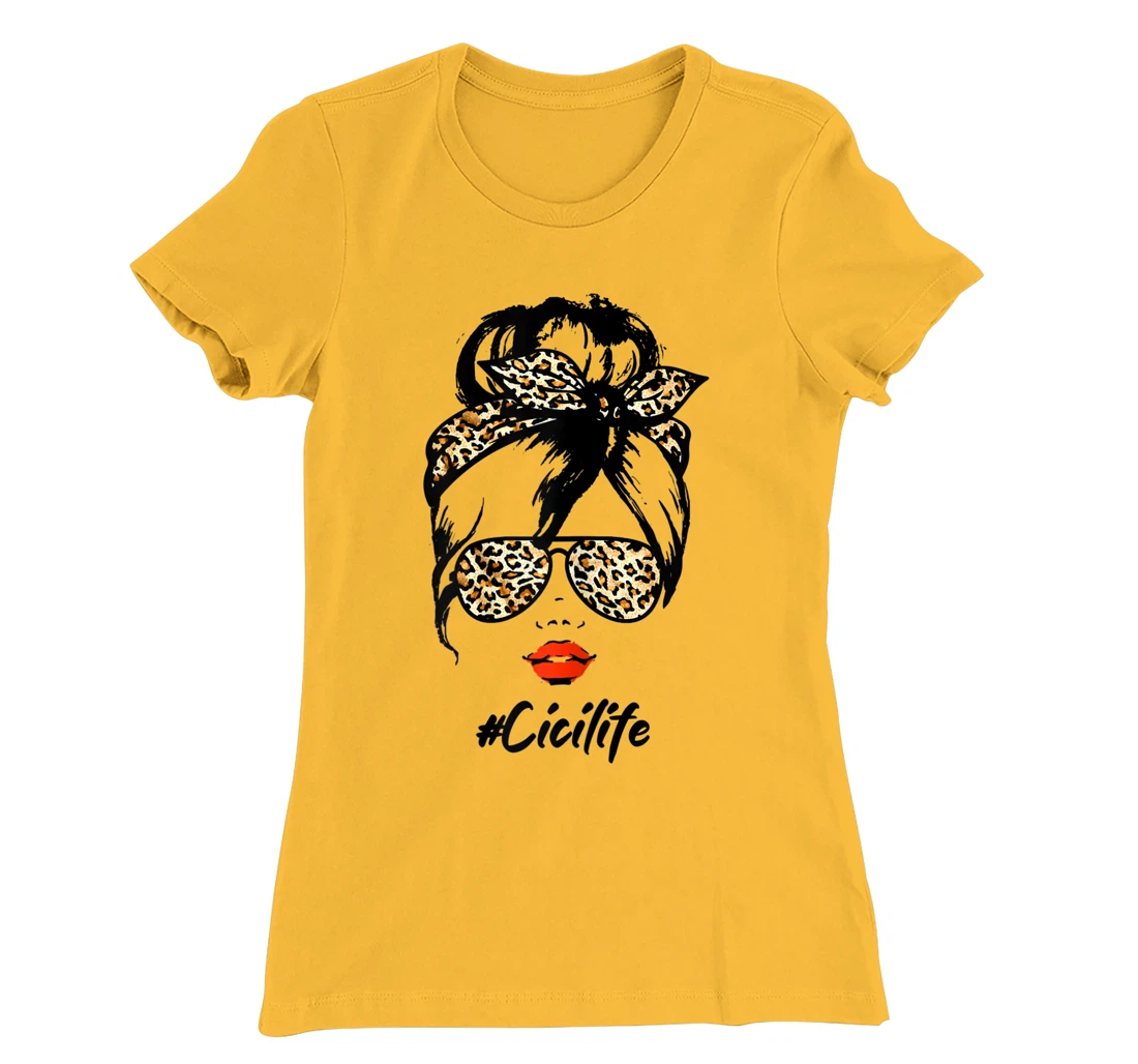 Womens Classy Cici Life With Leopard Pattern Shades #Cicilife T-Shirt, Women T-Shirt